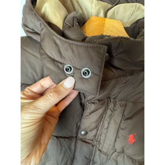 Polo Ralph Lauren Jacket Boys 6 Brown Ripstop Down Hooded Puffer Coat Outdoor‎ - Picture 8 of 15